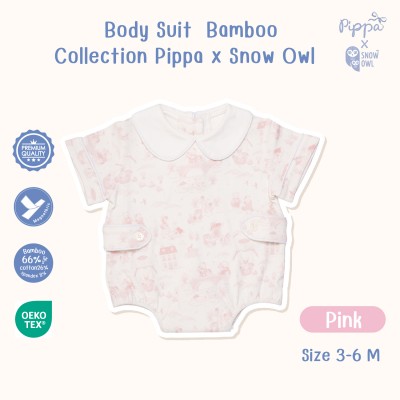 New Collection !! Pippa x Snow Owl  Bodysuit ชุดบอดี้สูท 2 เด็ก 3 - 6 เดือน  (MagnetBric)  - Pink